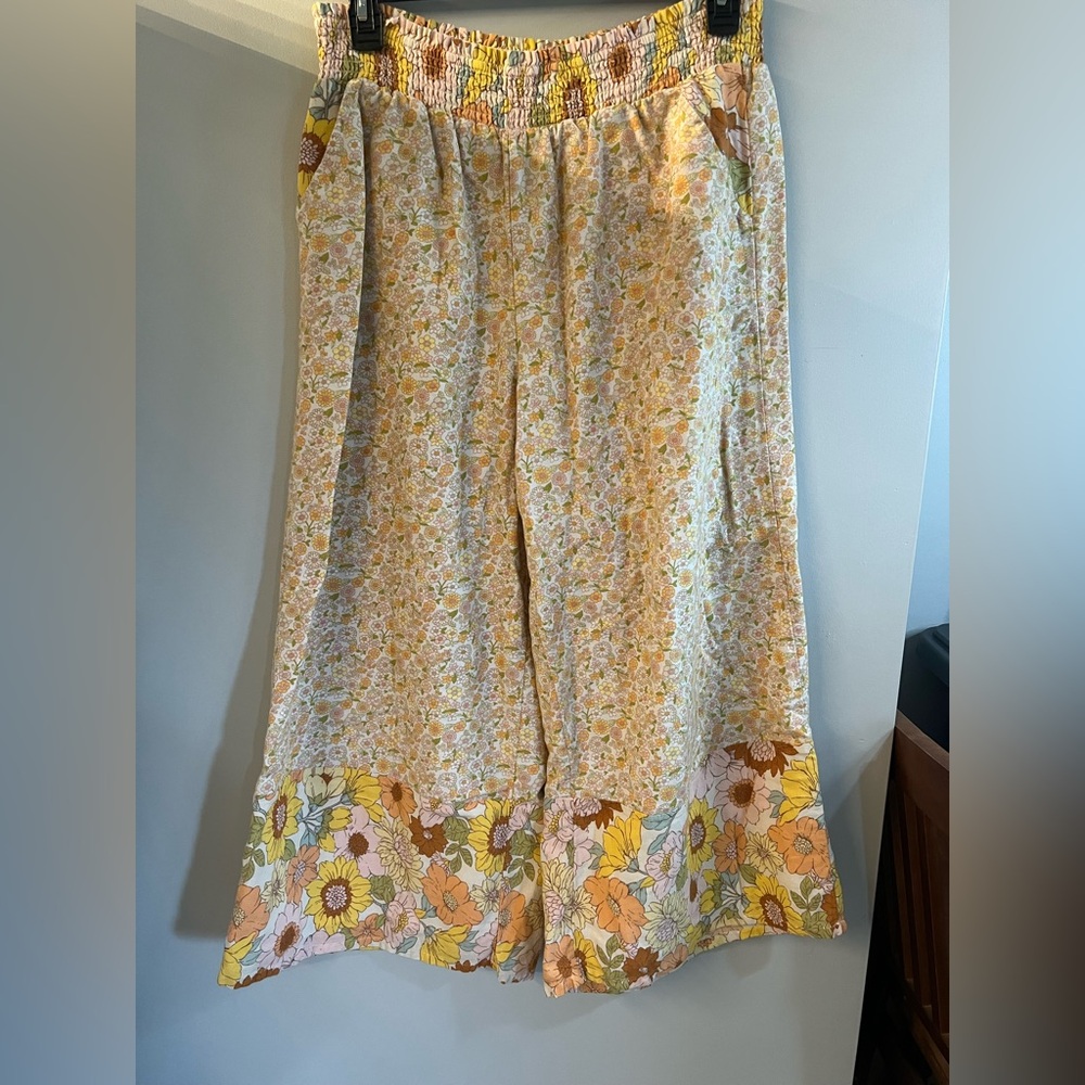 American Eagle Outfitters floral wide leg Pants linen cotton blend